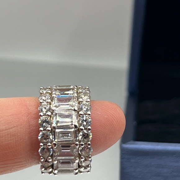 Women’s Ring Triple Row Italo Sterling Silver Created EternityBand Size 6 925 - Picture 15 of 16